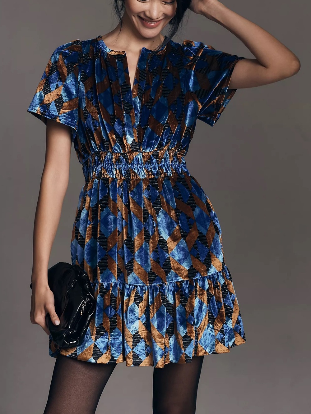Anthropologie Somerset Velvet Mini Dress | Size XL
